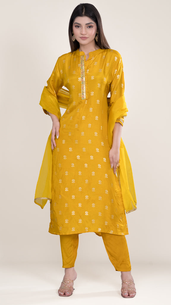 Ikat Silk Kurta Set