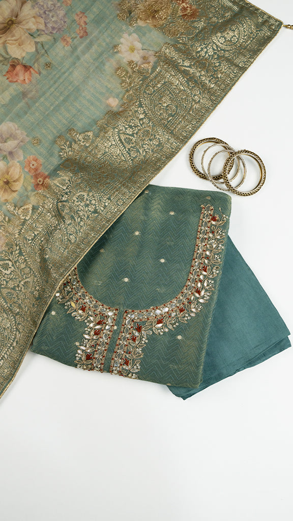 Mivara Unstitched Kurta Set in Blue