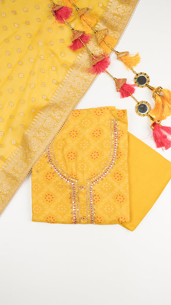Halyra Unstitched Kurta Set in Yellow