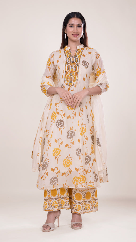 Mustard Flared Kurta Set