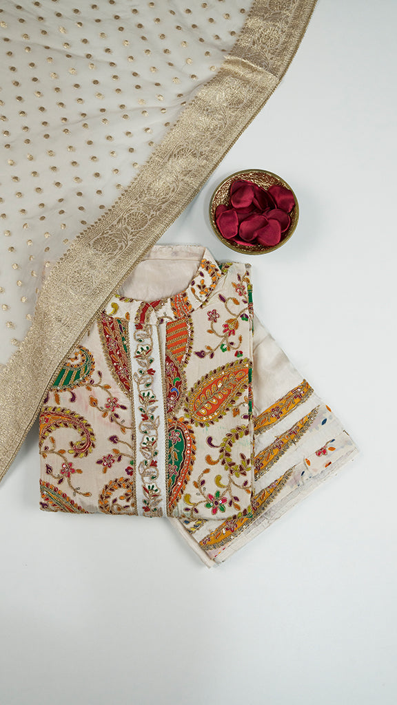 Sylvya Unstitched Kurta Set in Beige