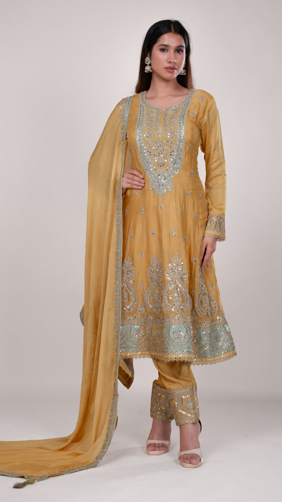 Ayesha Emb Dori Heavy Suit in Mustard