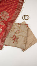 Erya Unstitched Kurta Set in Beige with Red Dupatta