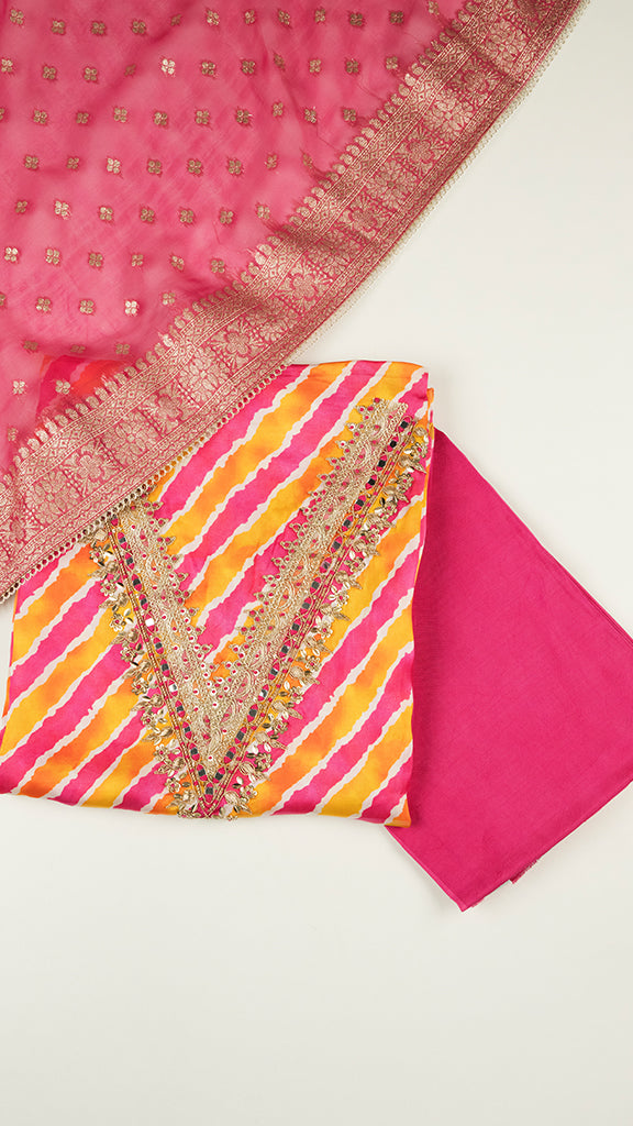 Selira V-neck Kurta Set with Dupatta