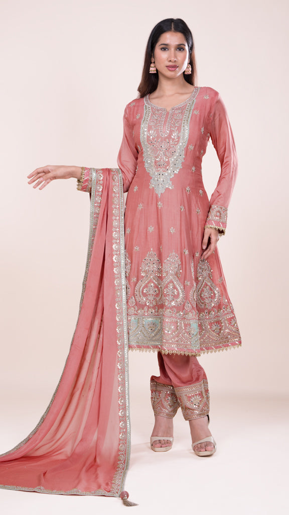 Ayesha Emb Dori Heavy Suit in Peach