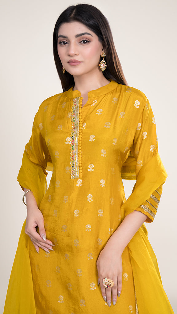 Ikat Silk Kurta Set