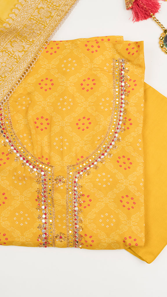 Halyra Unstitched Kurta Set in Yellow