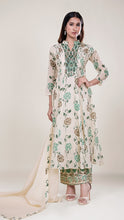 Teal and White Flared Kurta Set