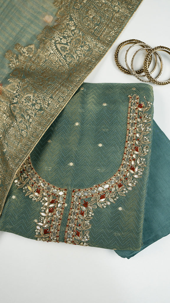 Mivara Unstitched Kurta Set in Blue