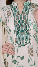 Teal and White Flared Kurta Set