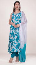 Aira Square Neck Kurta Set in Firozi