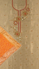 Civara Unstitched Kurta Set in Beige with Orange Dupatta