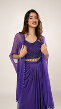 Evani Purple Sequin Drape Skirt Set