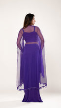 Evani Purple Sequin Drape Skirt Set