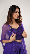 Evani Purple Sequin Drape Skirt Set