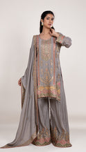 Yuvika Round Neckline Heavy Suit in Grey